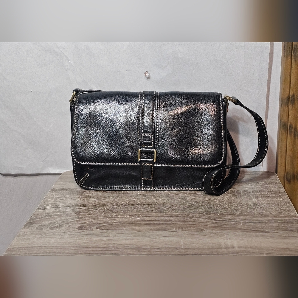 🌼SALE🌼Rare Vintage Fossil 1954 Black Leather Shoulder Bag